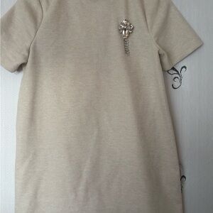 Zara Cream Midi Dress with Jewel Detail